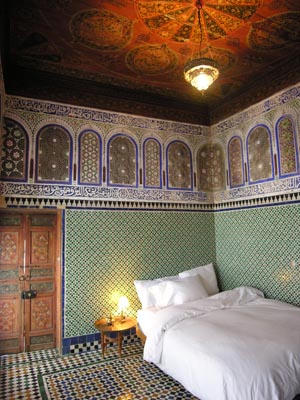Interior Photo of the Pasha Baghdadi Massriya ï¿½ an antique, royal apartment suite in the Fez Medina Morocco
